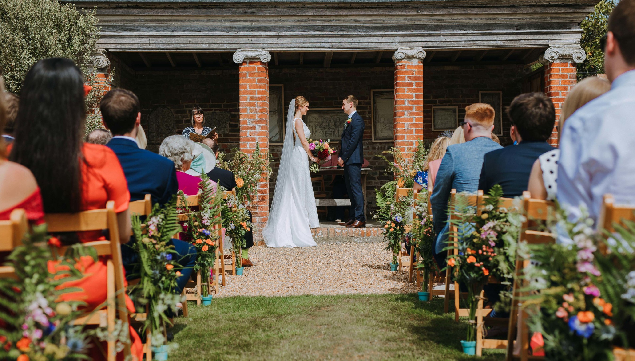 Bignor Park Weddings Greek Loggia & Formal Gardens face to face