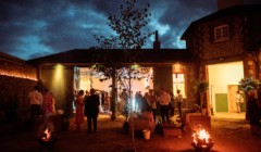 Bignor Park Wedding evening reception firepit