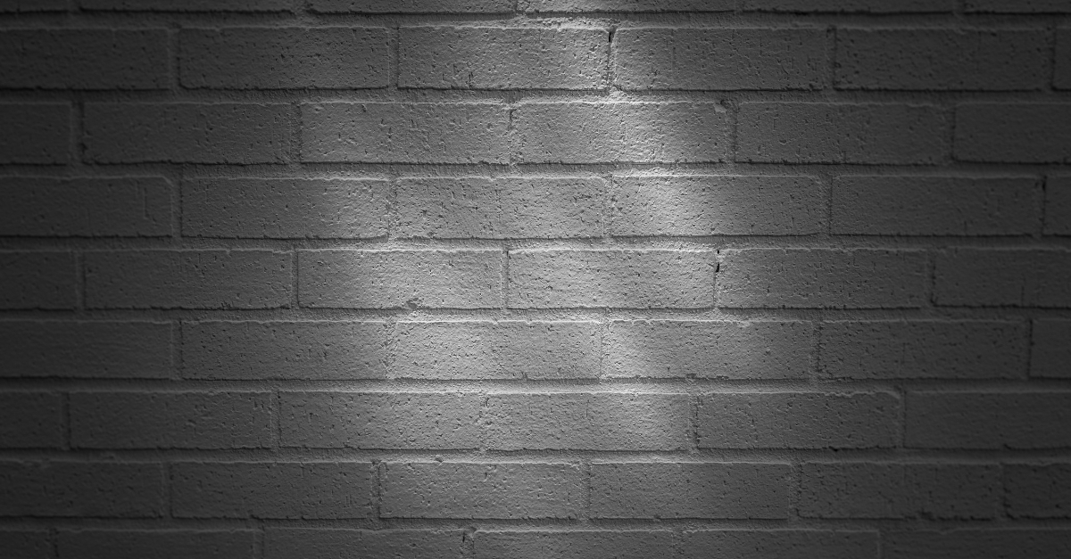 A plain brick wall is illuminated by soft, diffused light, creating a gentle pattern of light and shadow.