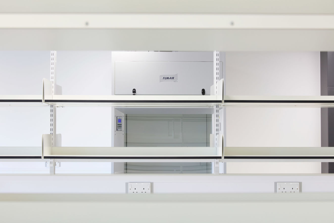 White laboratory cabinets